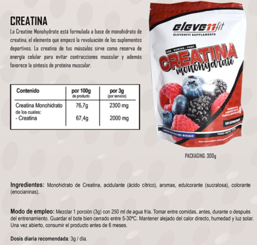 CREATINA MONOHYDRATE SABOR FRUTOS DEL BOSQUE 300GR