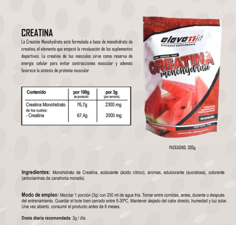 CREATINA MONOHYDRATE SABOR SANDIA 300GR